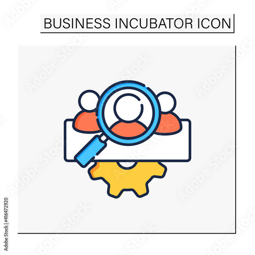 Management team identification color icon. Searching for new employees or partners. Enrollment employees as part of team. Team building concept. Isolated vector illustration