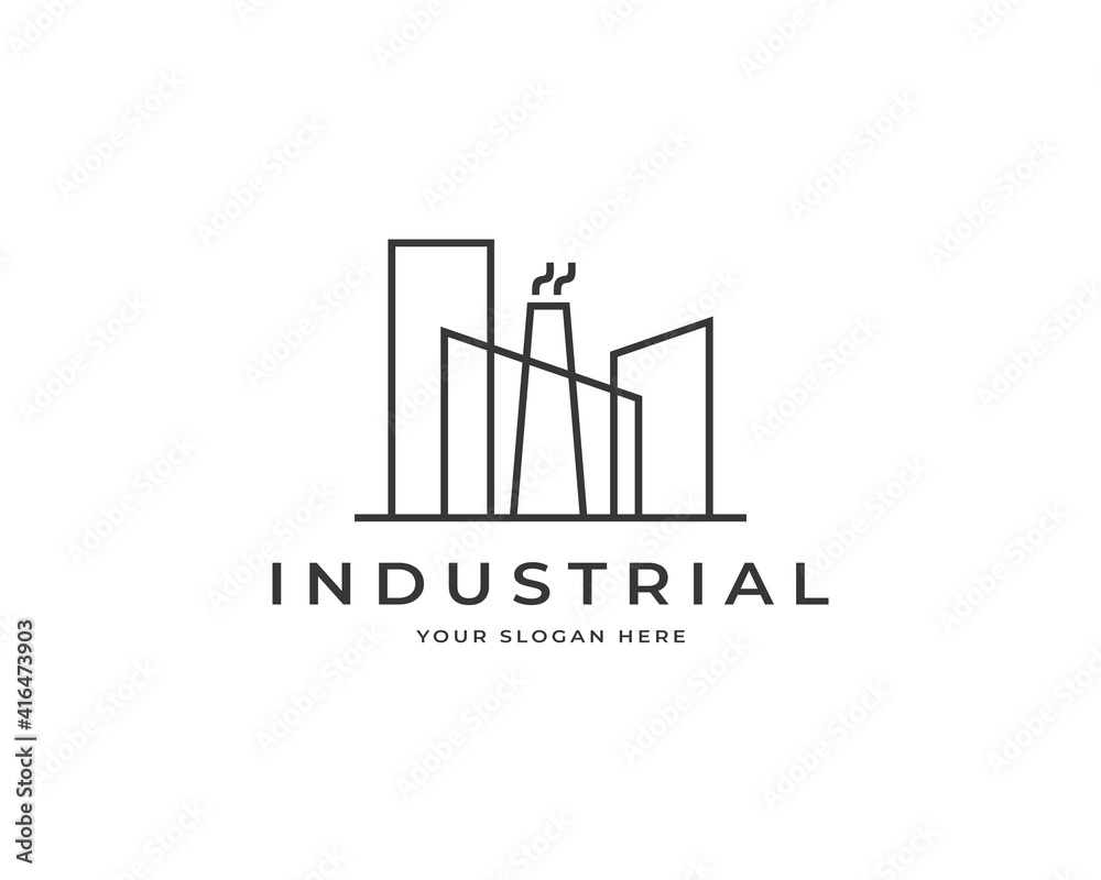 Modern industrial logo vector. Factory building logo design