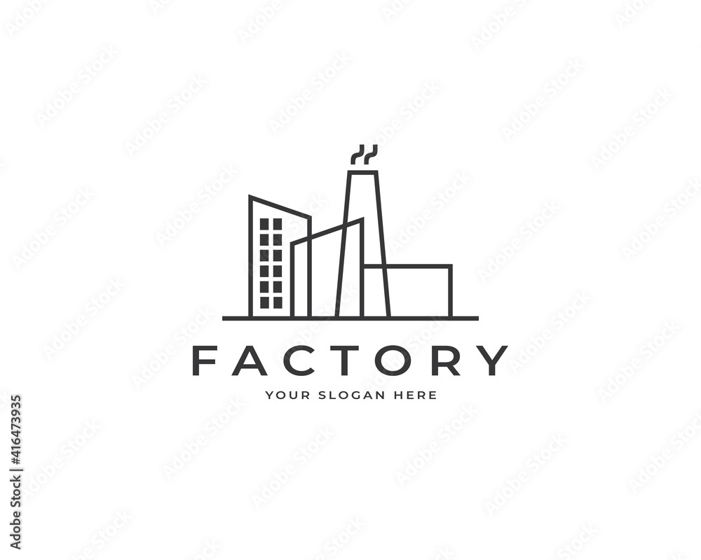 Factory building logo design vector. Modern industrial tech logo design