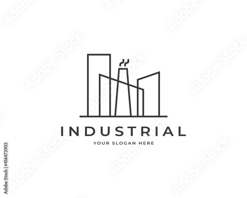 Modern industrial logo vector. Factory building logo design