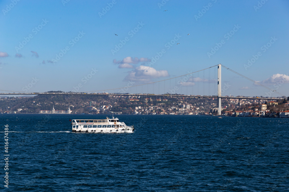 Bosphorus bridge between european and asian part of Istanbul, Turkey.