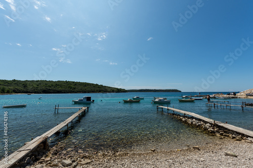 Boats in a bay, in Banjole, Croatia