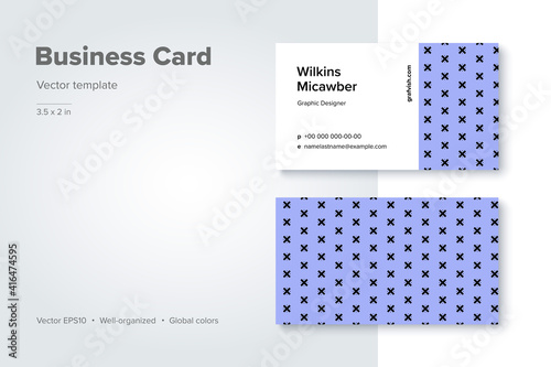 Trendy abstract business card template. Modern corporate stationery id layout with geometric pattern. Vector fashion background design with information sample name text.