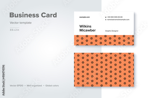 Trendy abstract business card template. Modern corporate stationery id layout with geometric pattern. Vector fashion background design with information sample name text.