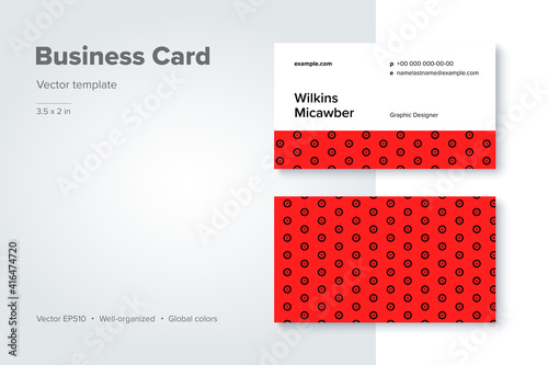 Trendy abstract business card template. Modern corporate stationery id layout with geometric pattern. Vector fashion background design with information sample name text.