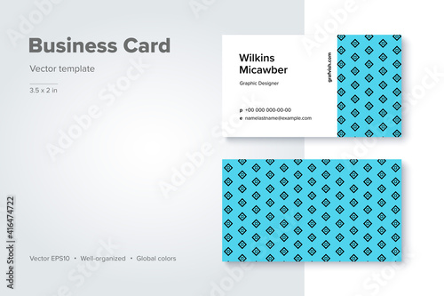 Trendy abstract business card template. Modern corporate stationery id layout with geometric pattern. Vector fashion background design with information sample name text.