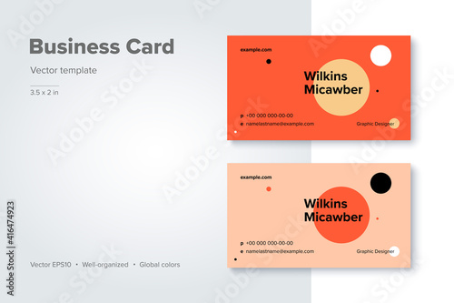 Trendy abstract business card template. Modern corporate stationery id layout with geometric pattern. Vector fashion background design with information sample name text.
