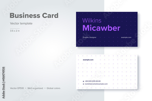 Trendy abstract business card template. Modern corporate stationery id layout with geometric pattern. Vector fashion background design with information sample name text.
