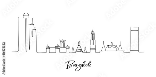 Bangkok Thailand landmark skyline - continuous one line drawing