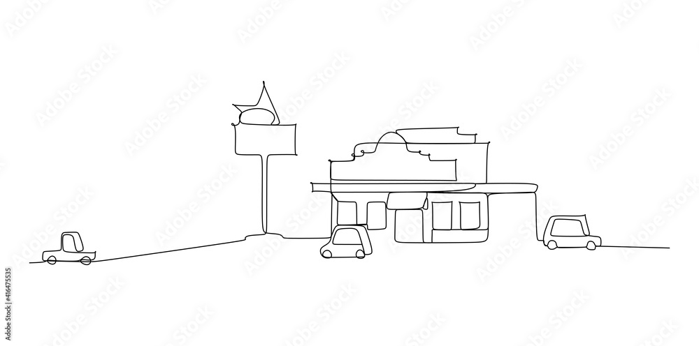 Obraz premium City skyline - continuous one line drawing