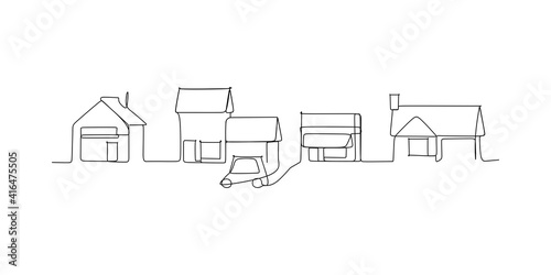City skyline - continuous one line drawing