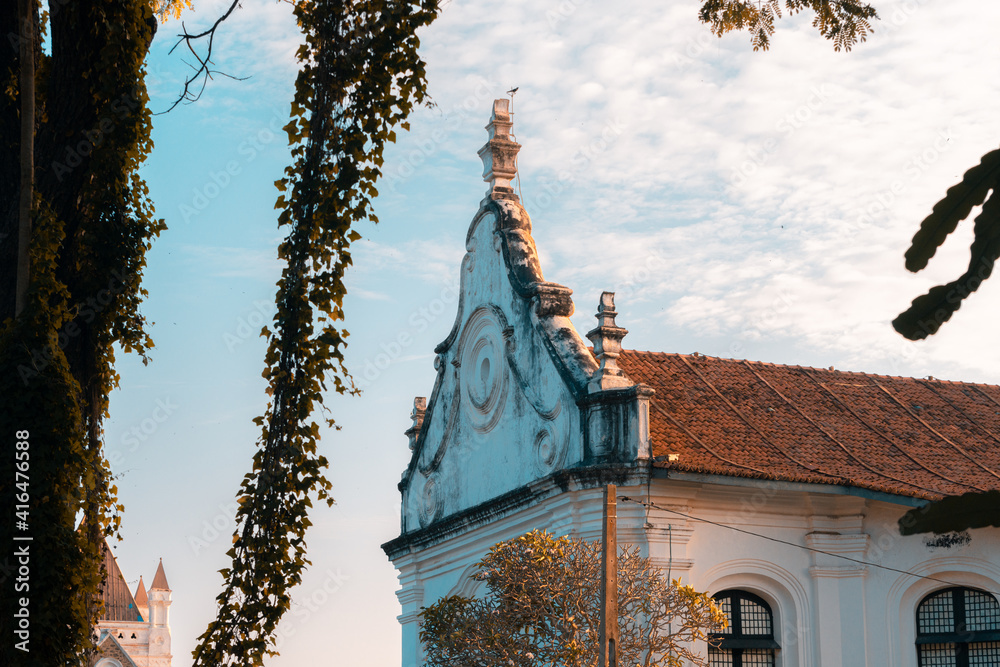 Dutch Reformed Church in Galle fort evening landscape photograph.