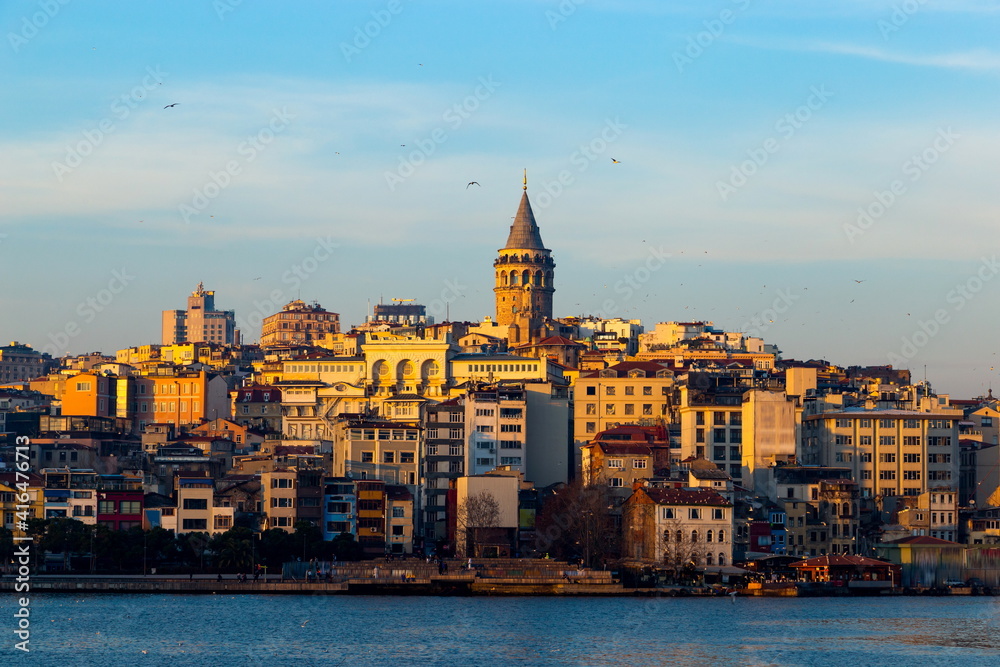 Galata Tower in the old town of Istanbul, Turkey.