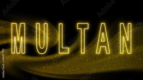 Multan Gold glitter lettering, Multan Tourism and travel, Creative typography text banner photo