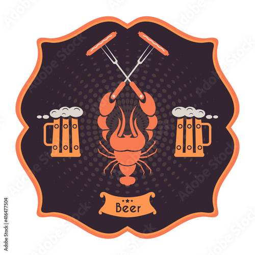 Pub poster, brewery design, beer advertisement banner. Graphic background. Information about beer. Vector illustration. Flat design.