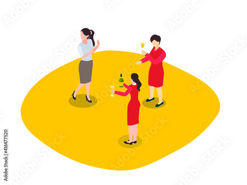 Refusing alcohol isometric 3d vector concept for banner, website, illustration, landing page, flyer, etc