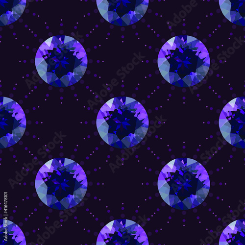 Shiny crystal vector seamless pattern