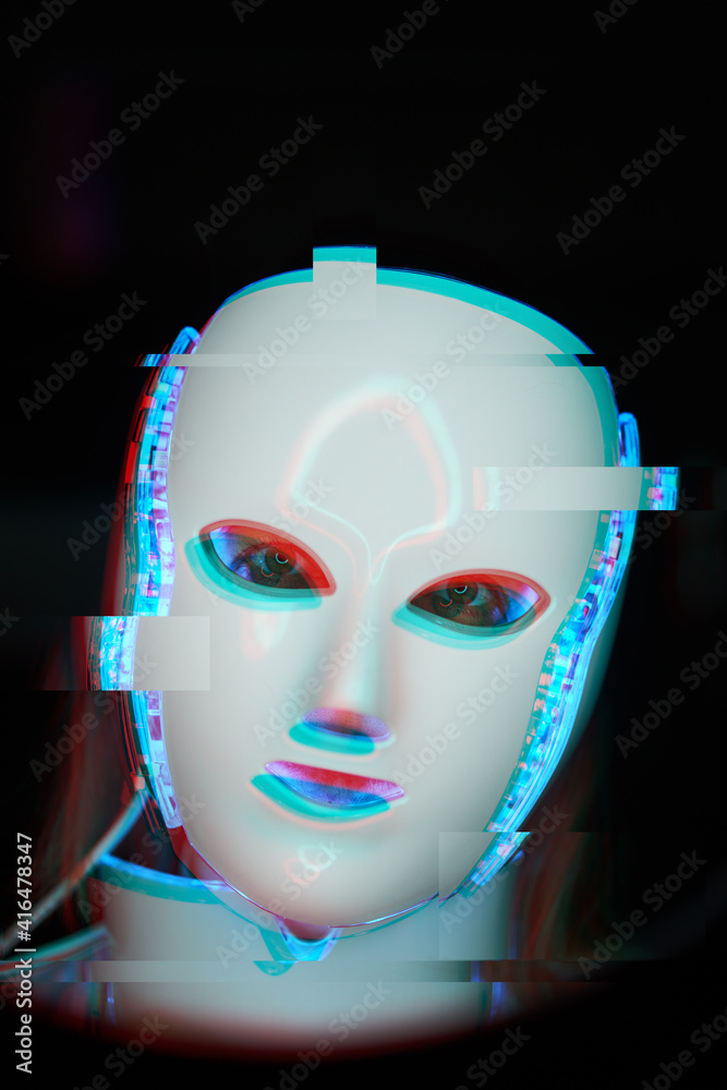 Portrait of futuristic robot. Image with glitch effect. Portrait of futuristic robot. Image with glitch effect.