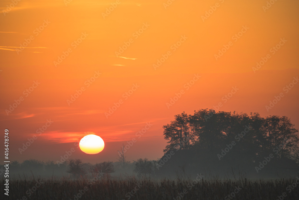 Sunrise over the field Sunrise over the field