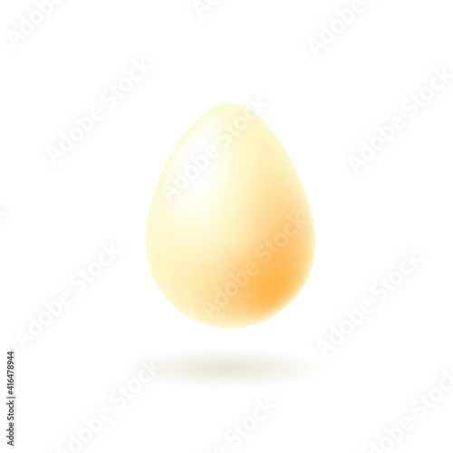 Chicken beige realistic egg with shadow isolated on white background. Vector stock illustration.