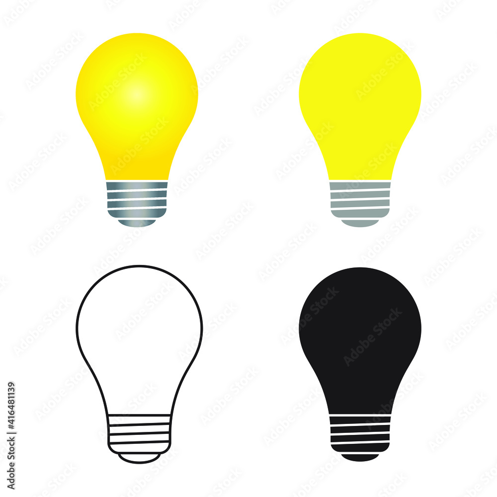 Lightbulb icon. Incandescent lamp symbol. Idea and innovation sign. Creative energy or inspiration logo. Light bulb silhouette isolated on white background. Vector illustration image.
Lightbulb icon. Incandescent lamp symbol. Idea and innovation sign. Creative energy or inspiration logo. Light bulb silhouette isolated on white background. Vector illustration image.