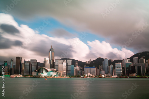 the storm and cloudy sky is coming to Hong Kong city