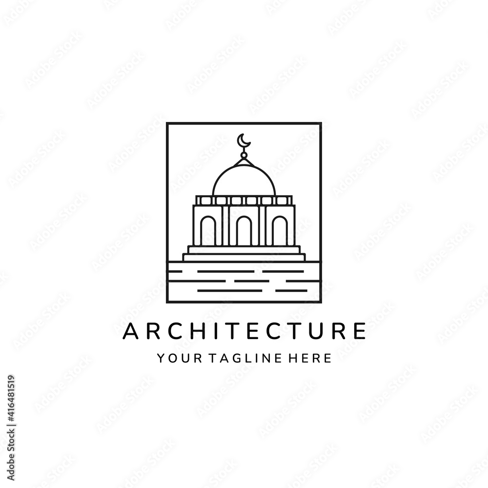 mosque line art emblem icon logo symbol vector illustration template design mosque line art emblem icon logo symbol vector illustration template design