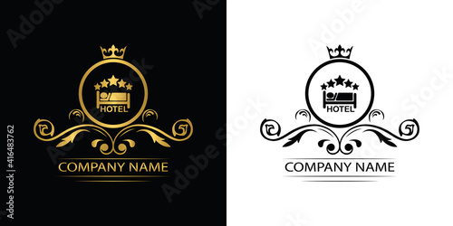 hotel logo template luxury royal vector company decorative emblem with crown 