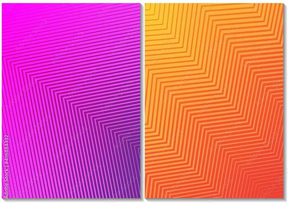 Set of Backgrounds with Striped Pattern and Colored Gradient - Four Graphic Designs as Vector Illustration