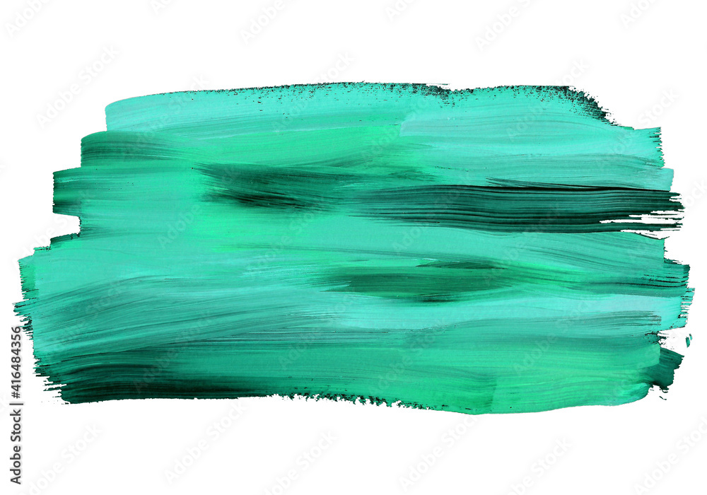 Neon green gouache background. Green and black brush strokes drawing isolated on white. Rough color painting texture.