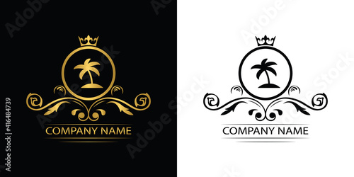 traveling company logo template luxury royal vector company decorative emblem with crown	
