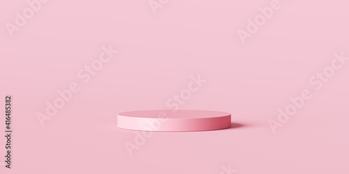 Fototapeta Naklejka Na Ścianę i Meble -  Pink product background stand or podium pedestal on empty display with pastel backdrops. 3D rendering.