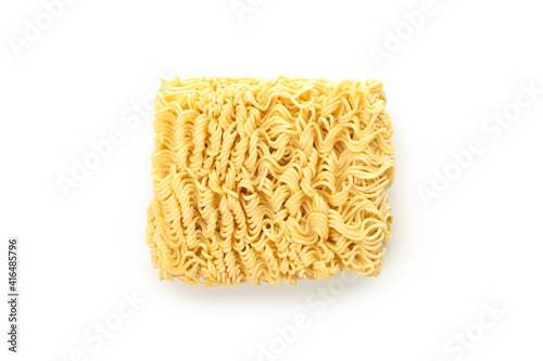 Uncooked instant noodles isolated on white background