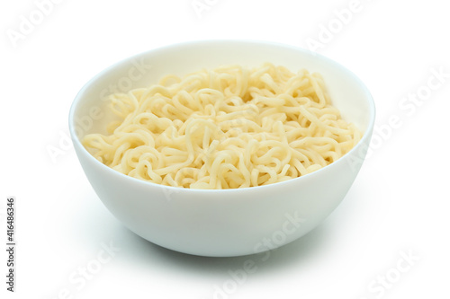 Bowl with noodles isolated on white background