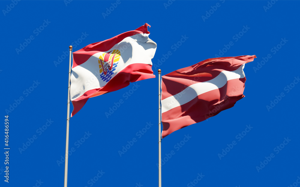 Flags of French Polynesia and Latvia. Flags of French Polynesia and Latvia.