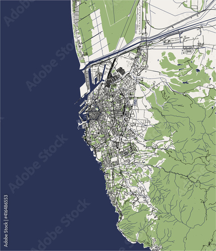 map of the city of Livorno, Tuscany, Italy