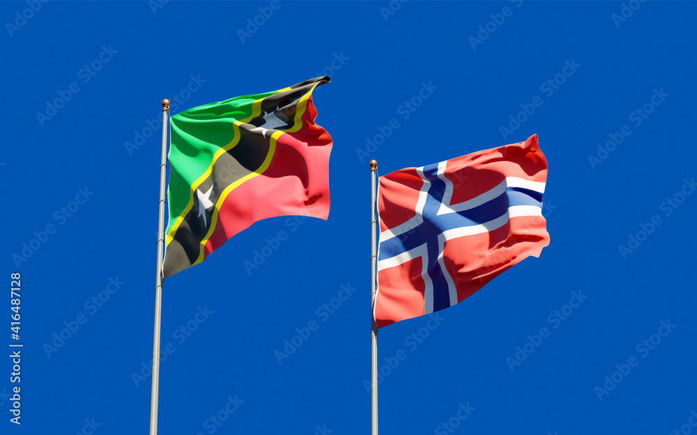 Flags of Saint Kitts and Nevis and Norway. Flags of Saint Kitts and Nevis and Norway.