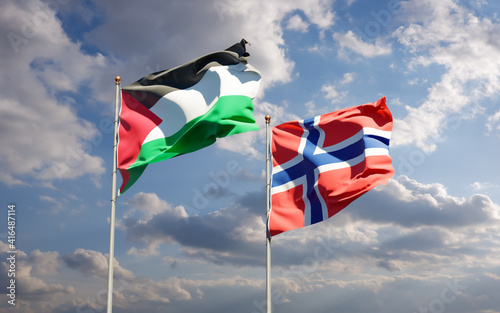 Flags of Palestine and Norway.