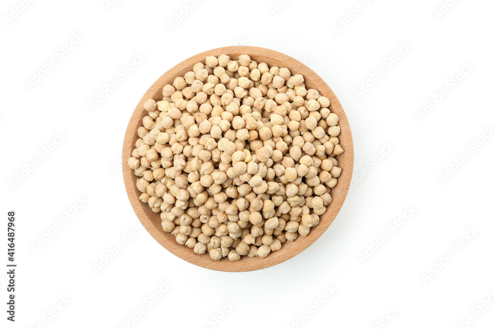 Bowl with fresh chickpea isolated on white background Bowl with fresh chickpea isolated on white background