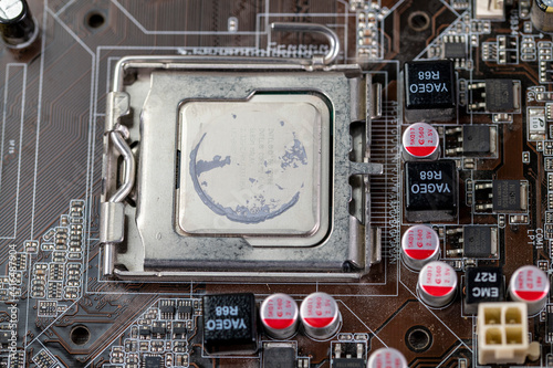 detail of a motherboard and processor