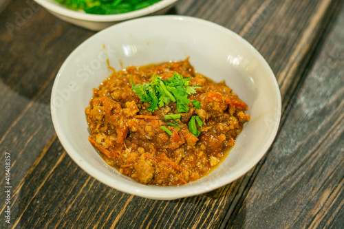 Nam prik ong, Thai northern style chili paste (meat and tomato spicy dip)