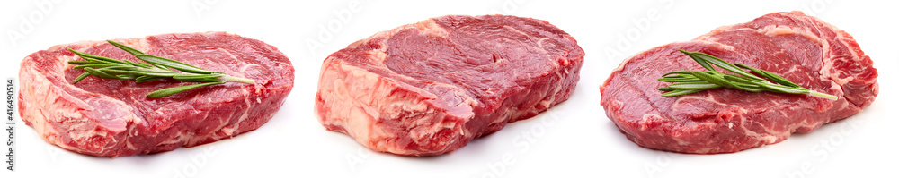 Fresh raw bio beef steak isolated on white background