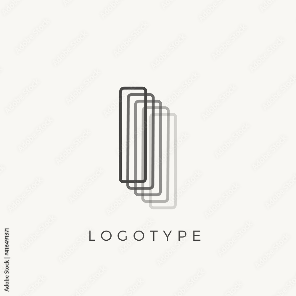 Letter I of outline stripes, blend effect letter for monogram and logo template, contour line type Letter I of outline stripes, blend effect letter for monogram and logo template, contour line type