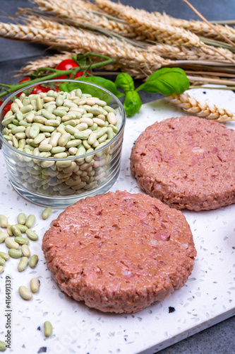 Healthy vegetarian vegan food, plant based soya beans burger