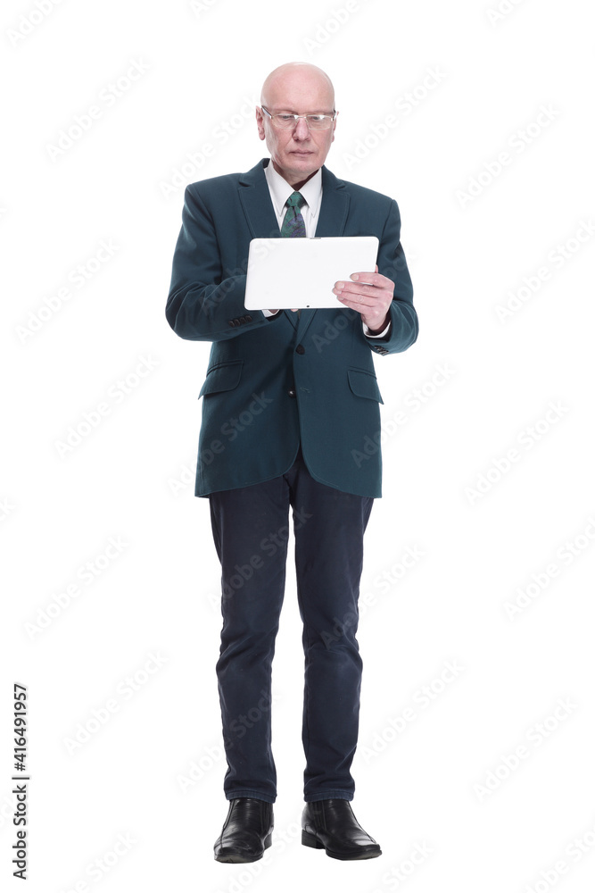 personable business man with a digital tablet. isolated on a white background. personable business man with a digital tablet. isolated on a white background.