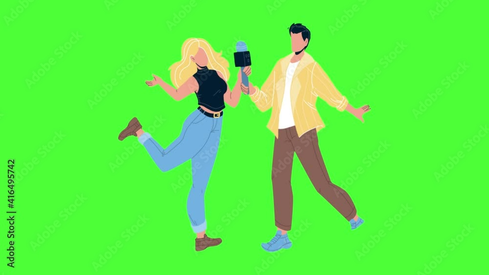 Couple Singing In Karaoke Club Together Animation Couple Singing In Karaoke Club Together Animation