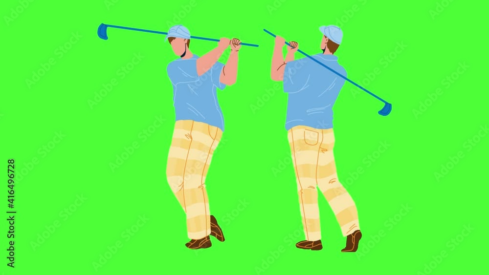 Man Playing Golf And Hitting Ball With Club Animation Man Playing Golf And Hitting Ball With Club Animation