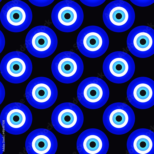 Abstract Lucky Blue glass pattern. greek eyes seamless background