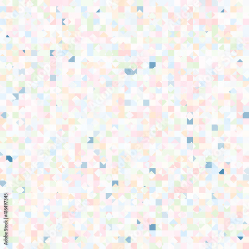Seamless pattern. Checkered pattern with rhombuses scattered over it. Chaotic pastel colors. Children's texture.