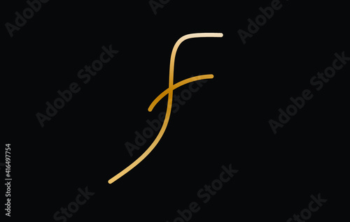 F Gold color letter logo, F logo design for fashionable company with luxury gold color, F logo design